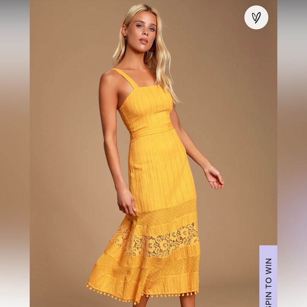 Mustard yellow midi dress